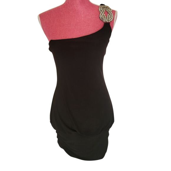 Taboo vintage Y2k Black Bodycon Rhinestone party sexy Mini Dress - Picture 7 of 15